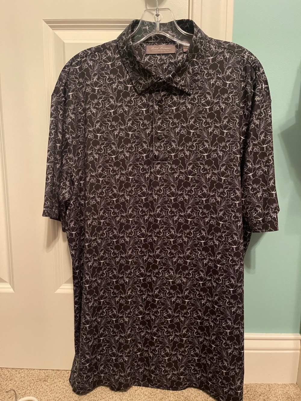 Men's Navy Floral Print Short-Sleeve Shirt